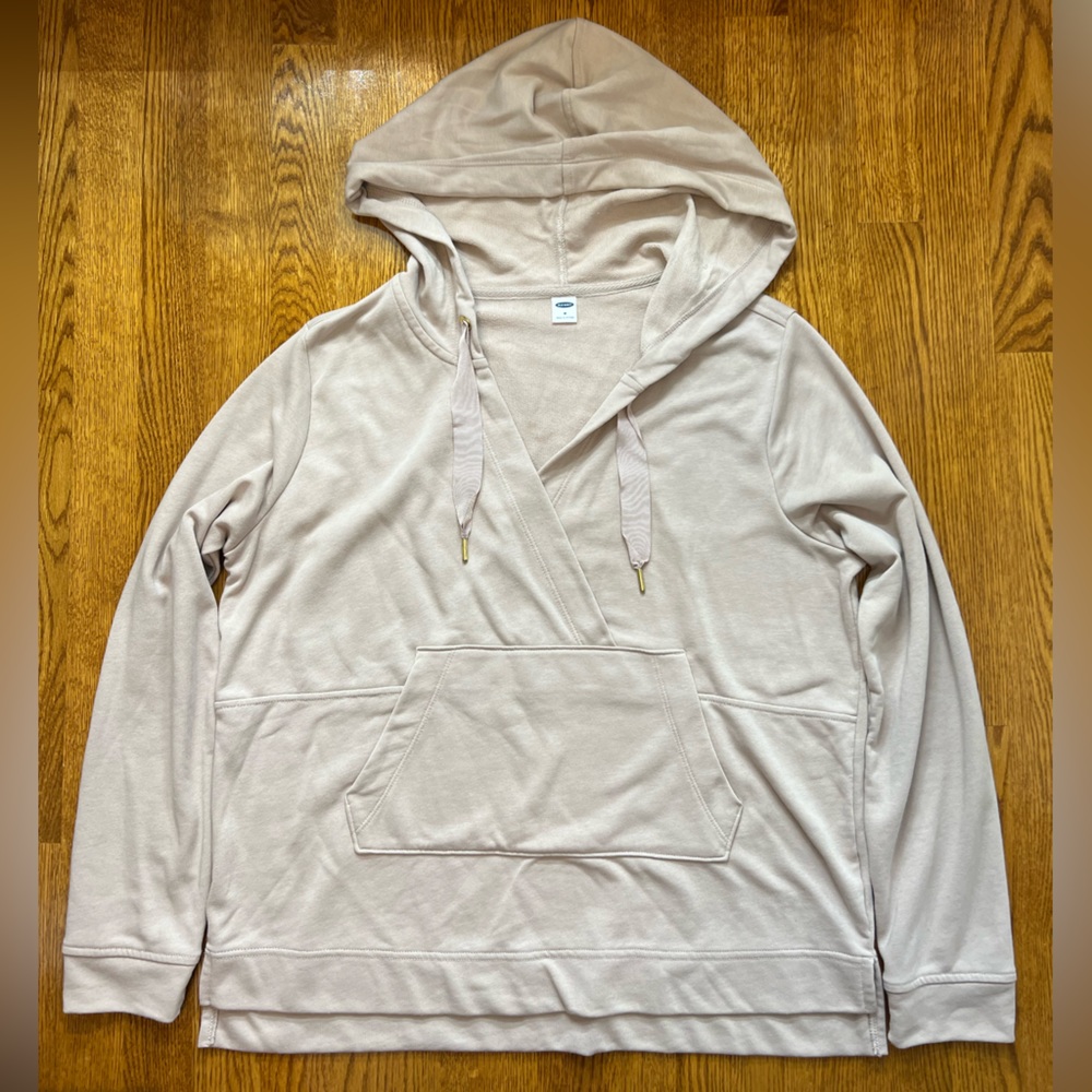 Old Navy Grey Pink V Neck Hoodie